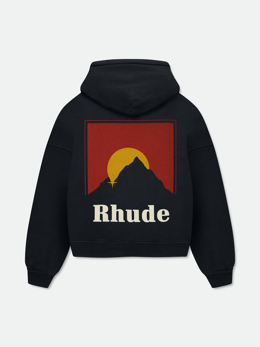 RHUDE MOONLIGHT ZIP-UP HOODIE - VTG BLACK