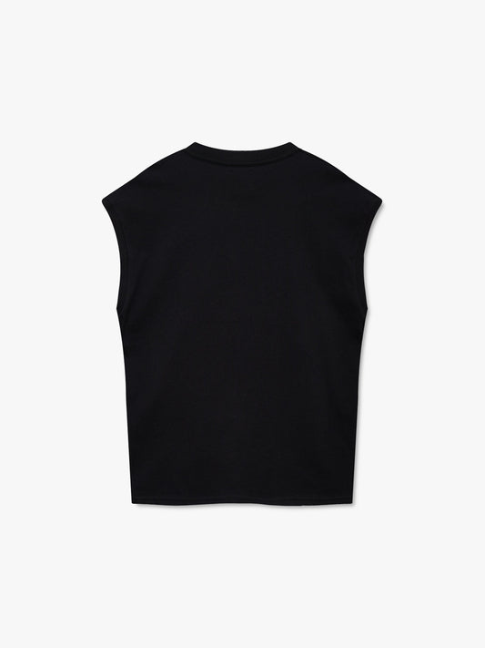 CLASSIQUE CUTOFF SLEEVE TEE - BLACK WHITE