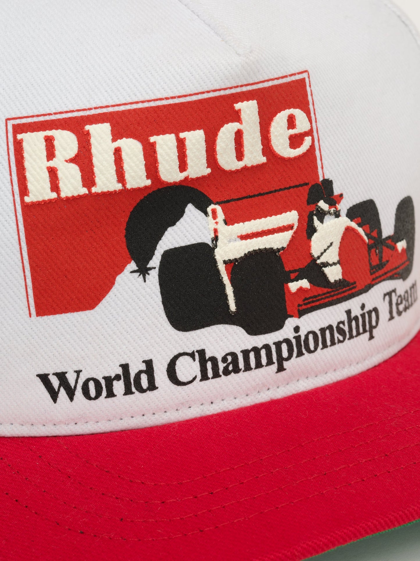 RHUDE TROPHY RACING HAT - WHITE\/RED