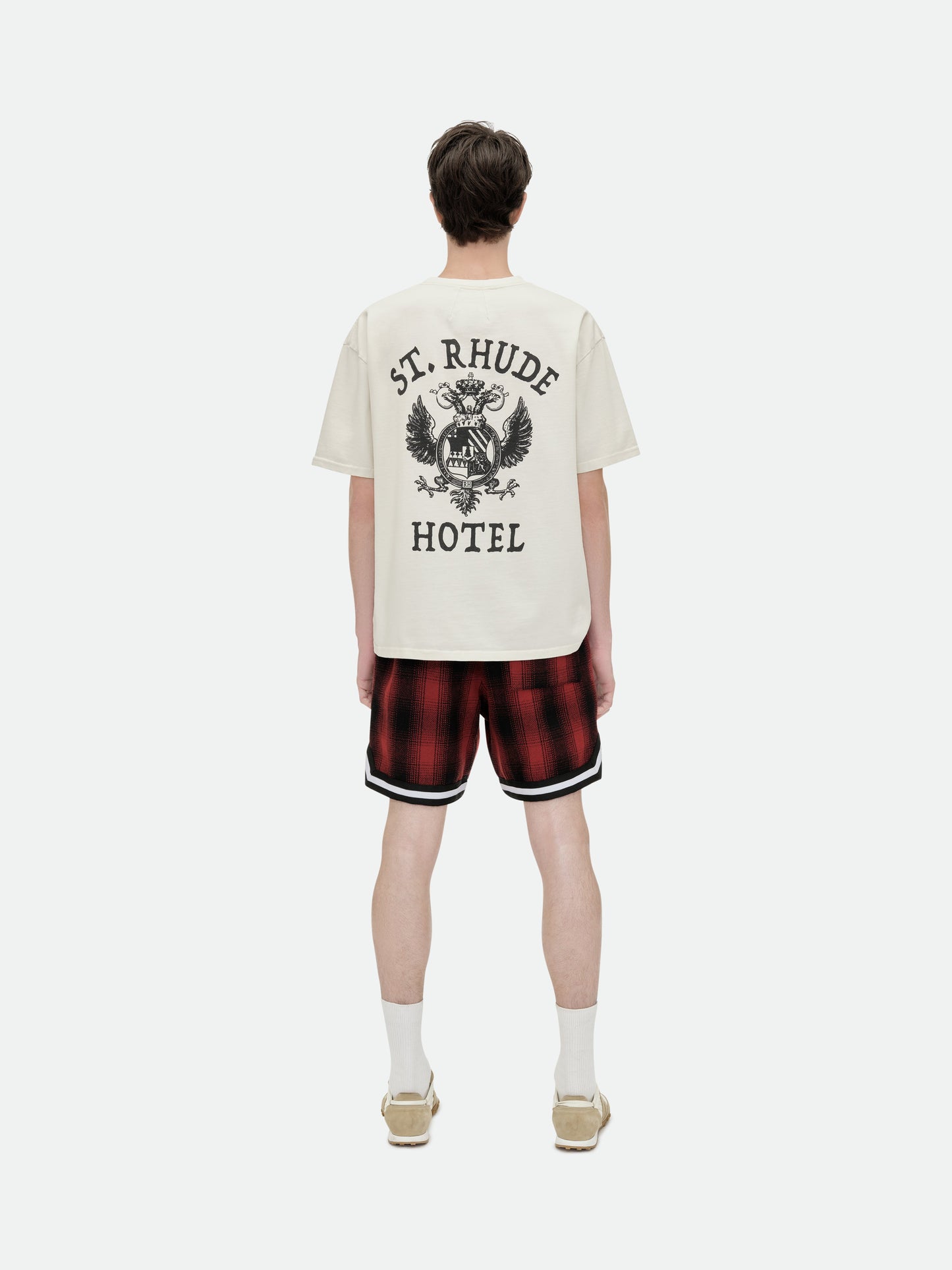 FLANNEL RHUDE COLLEGIATE COURT LOGO SHORT - RED\/BLACK