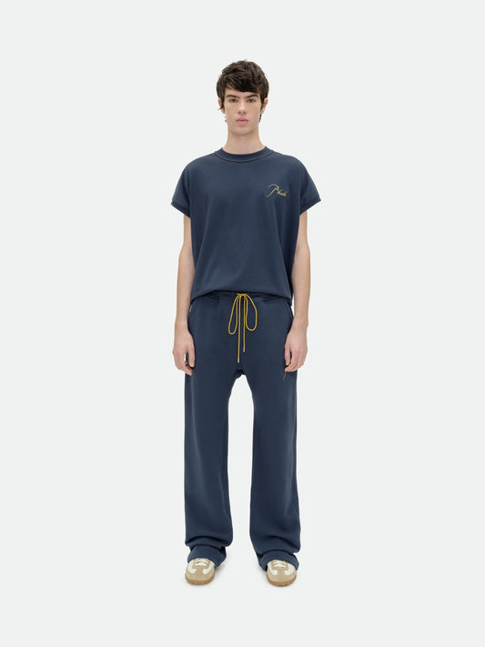 CLASSIQUE CUTOFF SLEEVE TEE - NAVY\/YELLOW