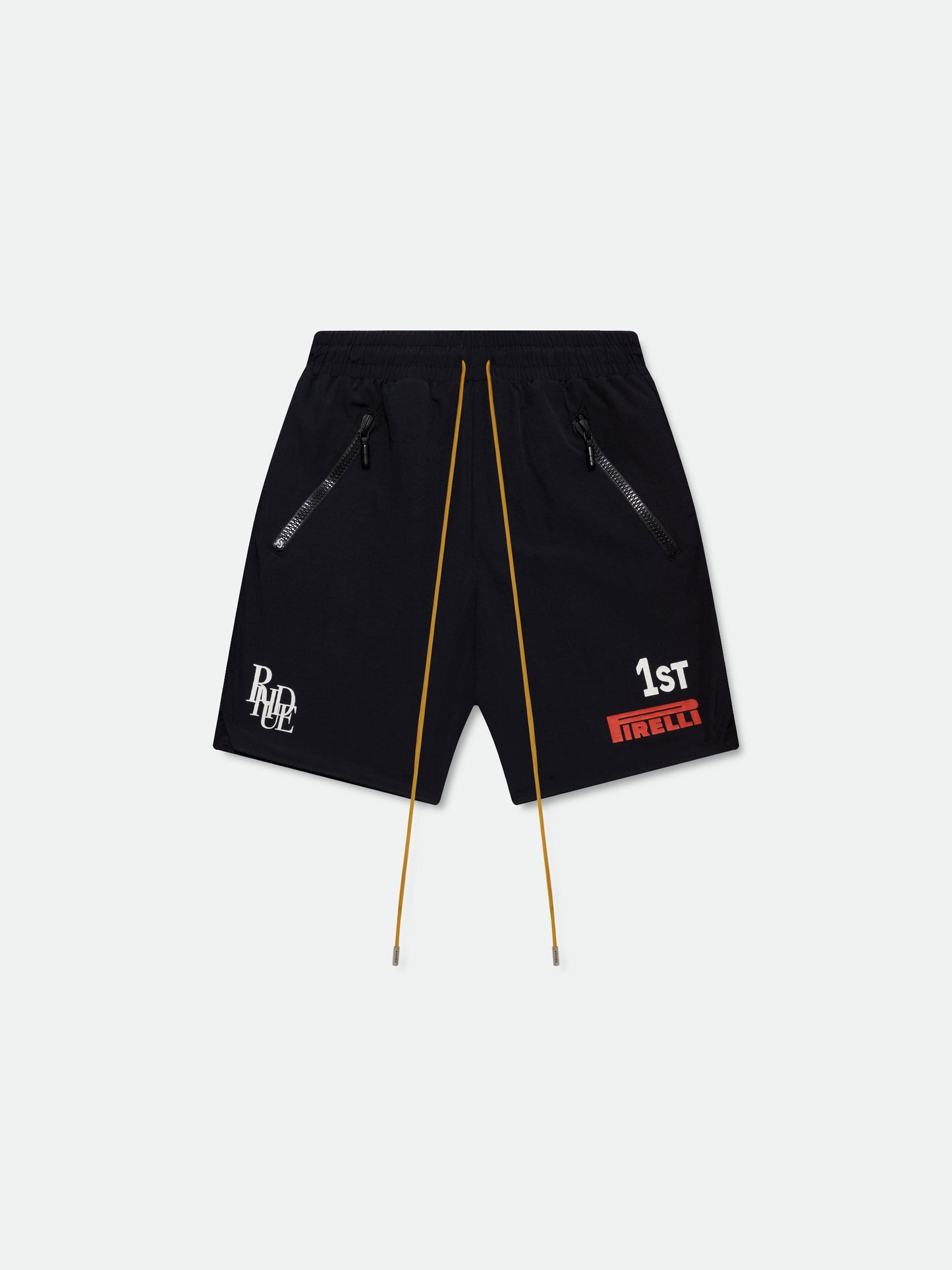 RHUDE 1ST LOGO SHORTS - BLACK\/WHITE