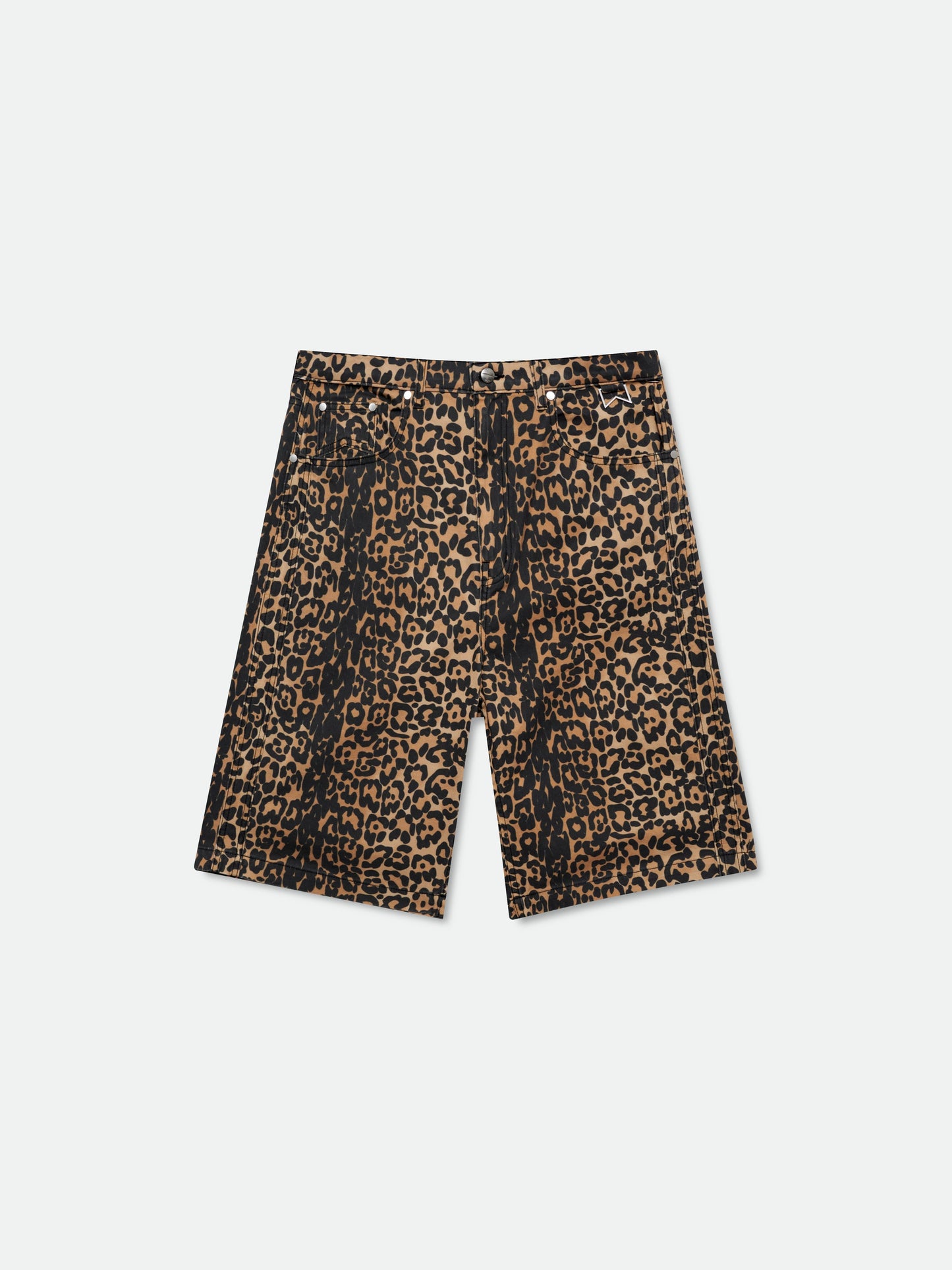 LEOPARD TRAXEDO BAGGY SHORT - BLACK\/TAN