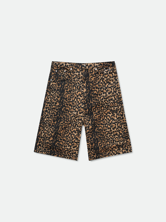 LEOPARD TRAXEDO BAGGY SHORT - BLACK\/TAN