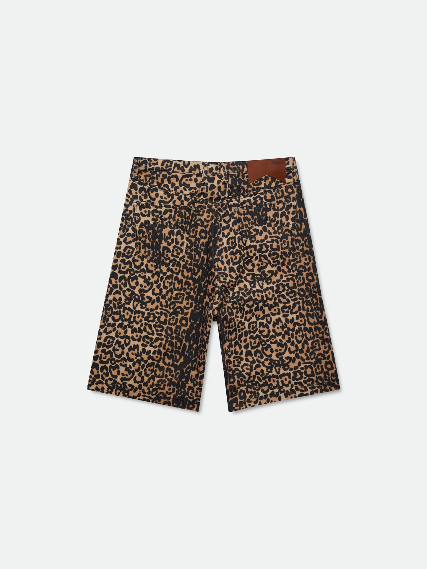 LEOPARD TRAXEDO BAGGY SHORT - BLACK\/TAN