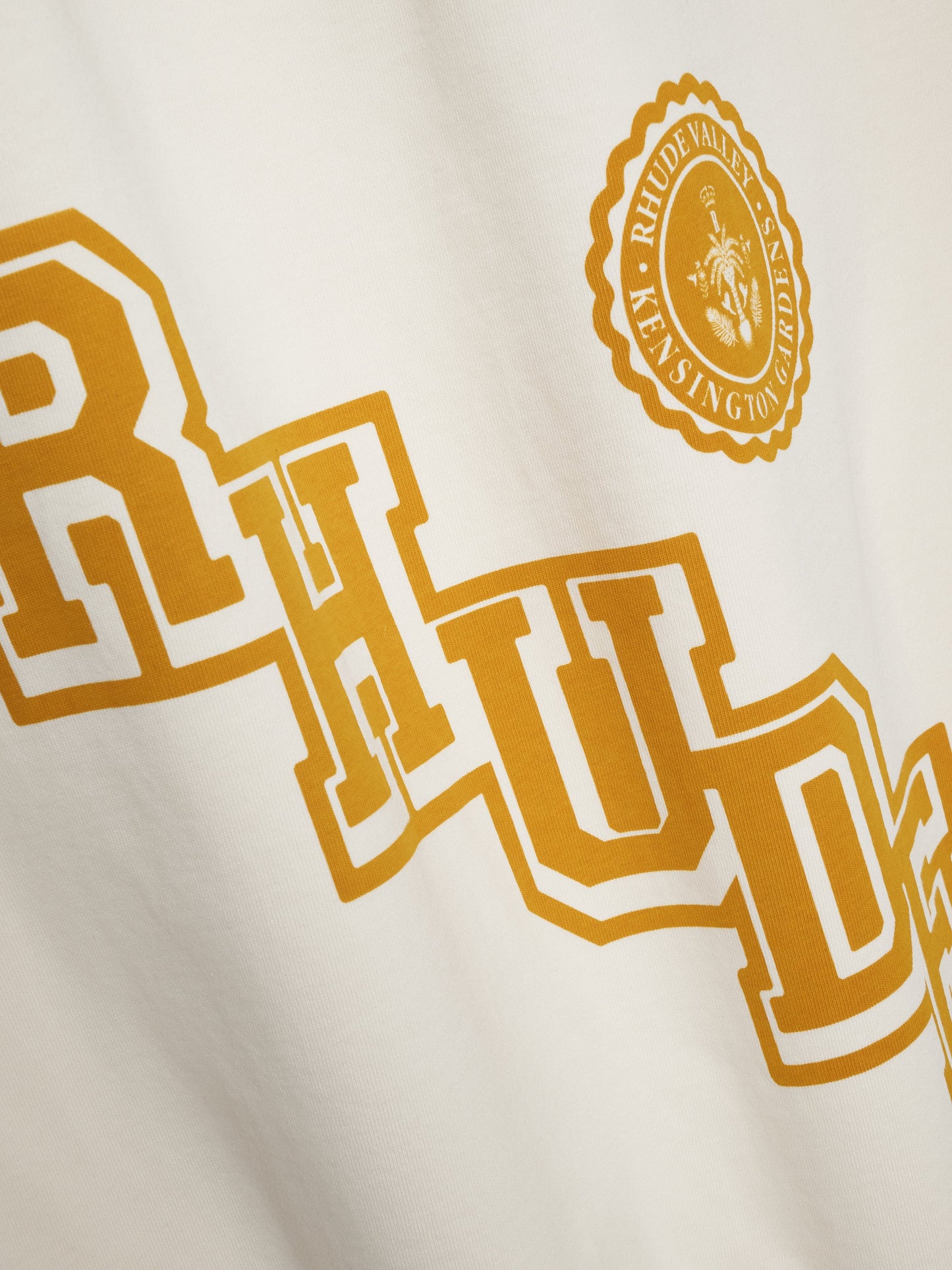 RHUDE COLLEGIATE CREST TEE - VTG WHITE\/YELLOW