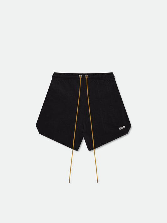 RHUDE LOGO SWIM TRUNKS - BLACK \/ WHITE