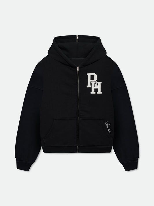 ZIPPERED HOOD LUNDUN JACKET - BLACK\/WHITE