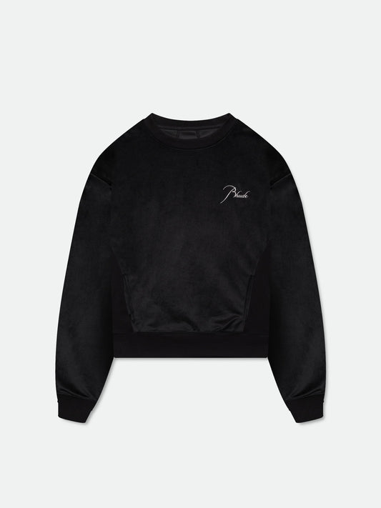VELOUR CLASSIQUE CREWNECK - BLACK\/ WHITE