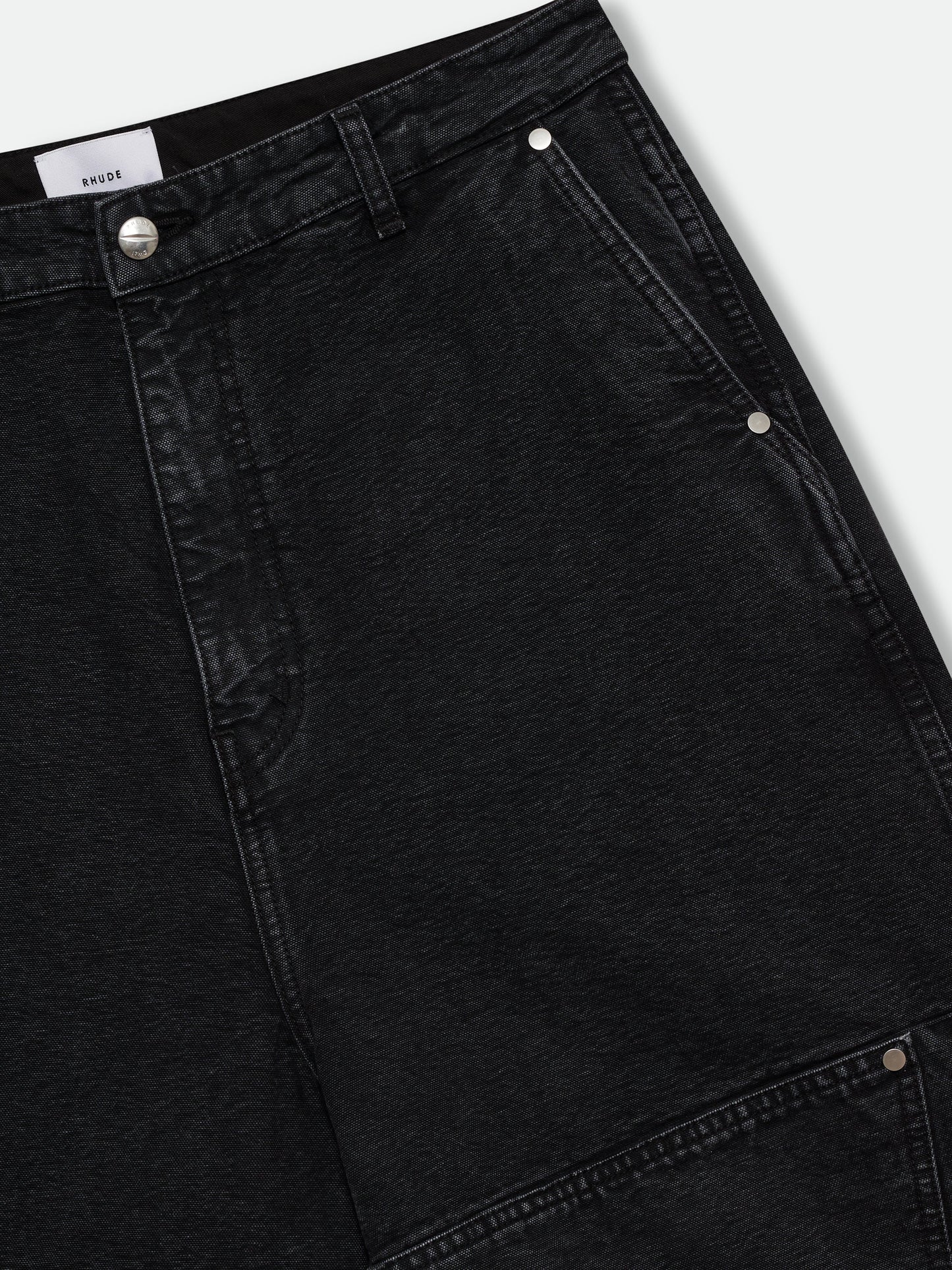 WASHED CANVAS REZA SHORT - BLACK