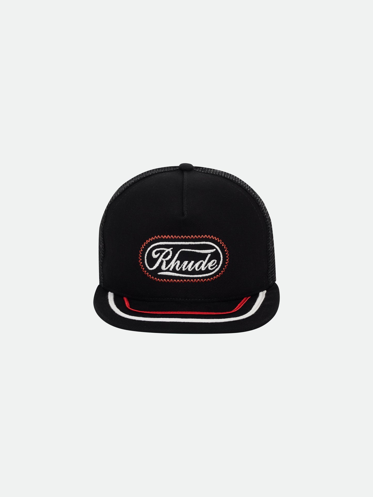 RHUDE PATCH TRUCKER HAT - BLACK \/ WHITE \/ RED
