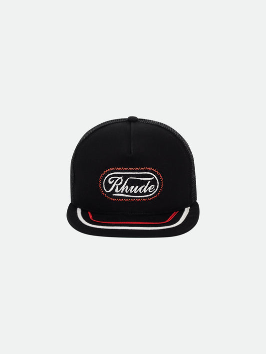 RHUDE PATCH TRUCKER HAT - BLACK \/ WHITE \/ RED