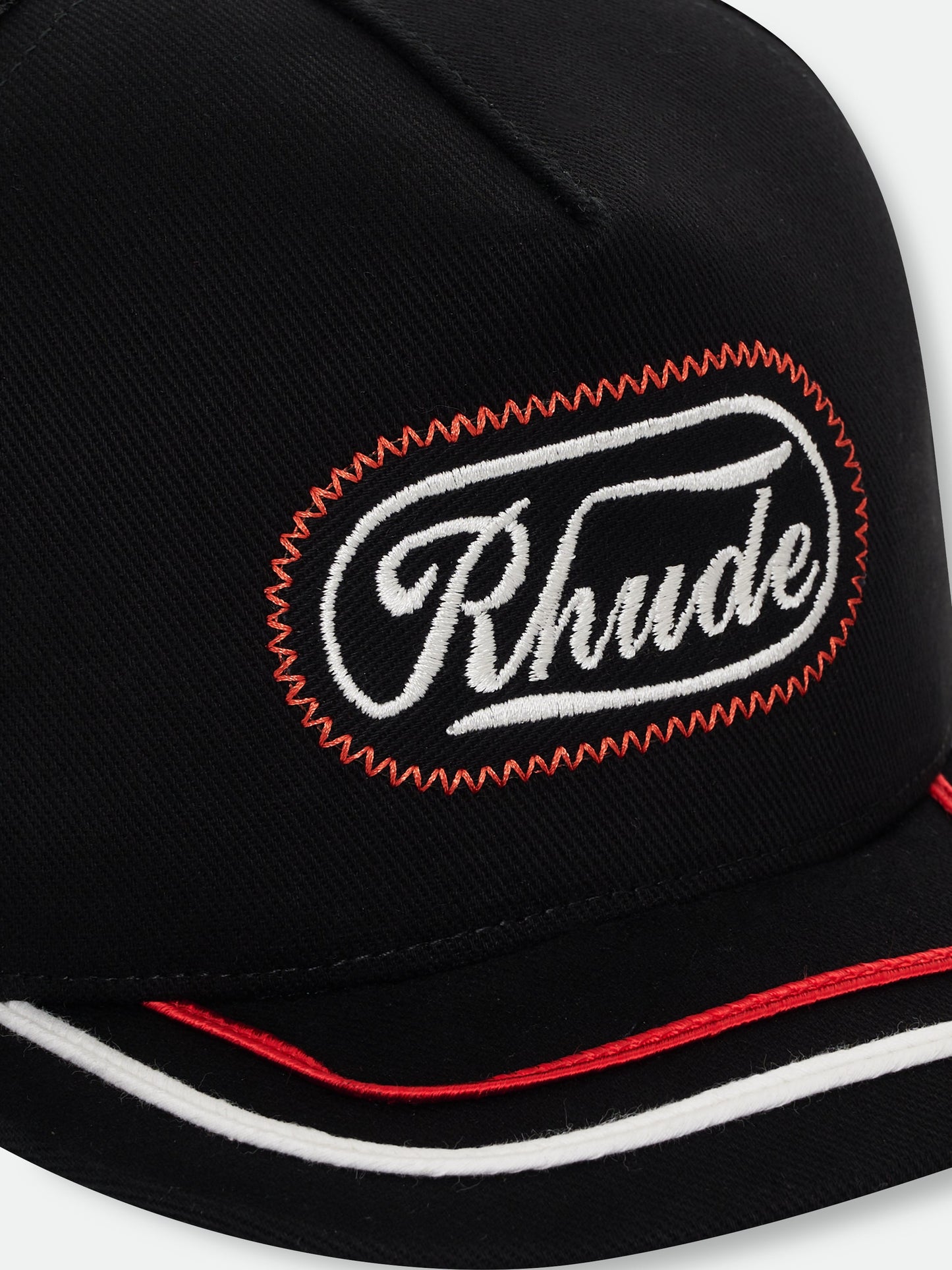 RHUDE PATCH TRUCKER HAT - BLACK \/ WHITE \/ RED