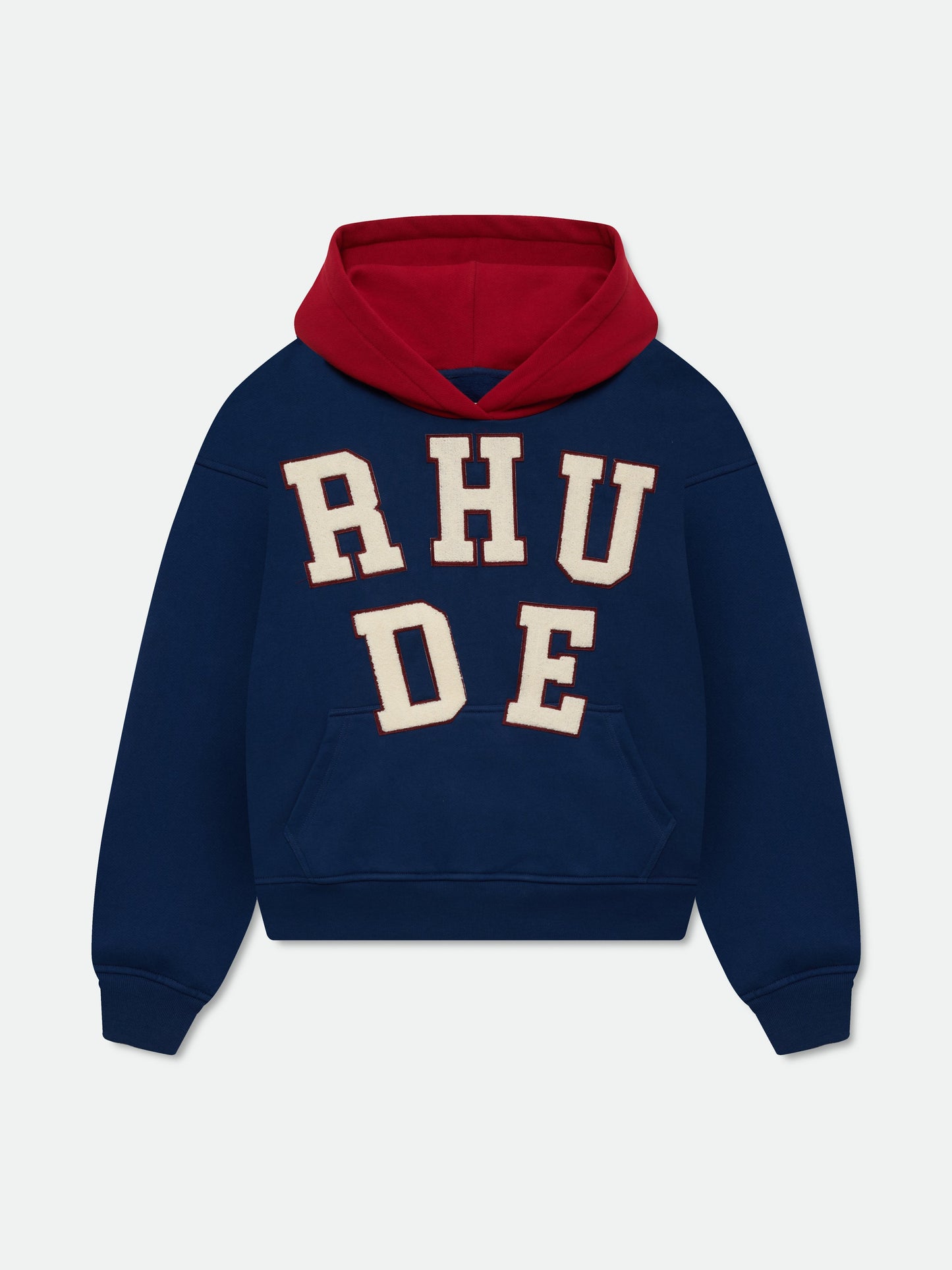 RHUDE CHENILLE PATCH LOGO HOODIE - NAVY\/RED