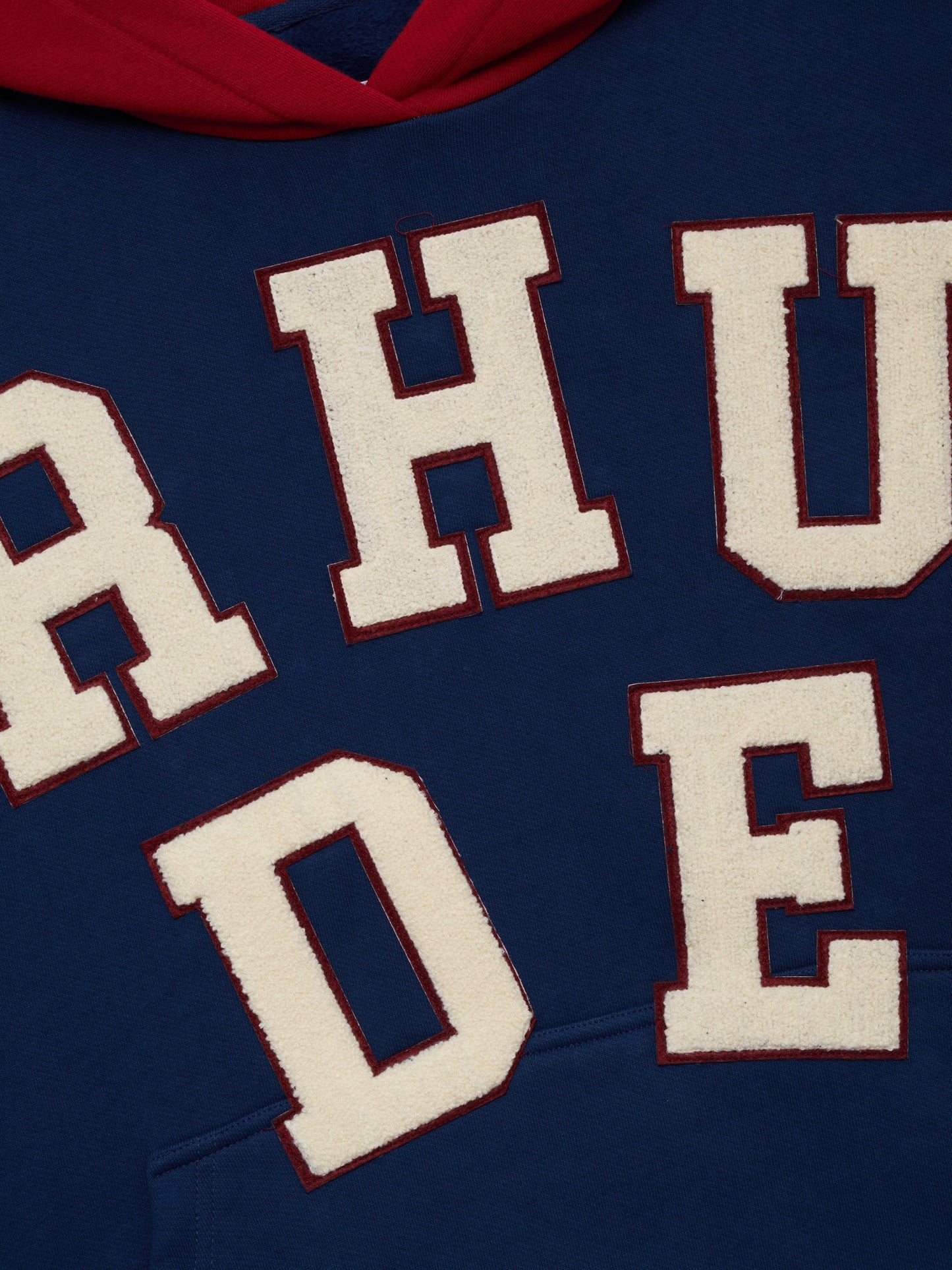 RHUDE CHENILLE PATCH LOGO HOODIE - NAVY\/RED