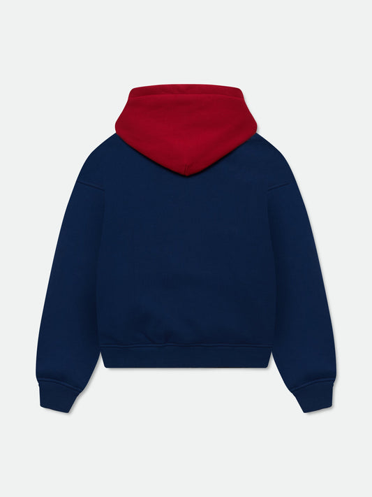 RHUDE CHENILLE PATCH LOGO HOODIE - NAVY\/RED