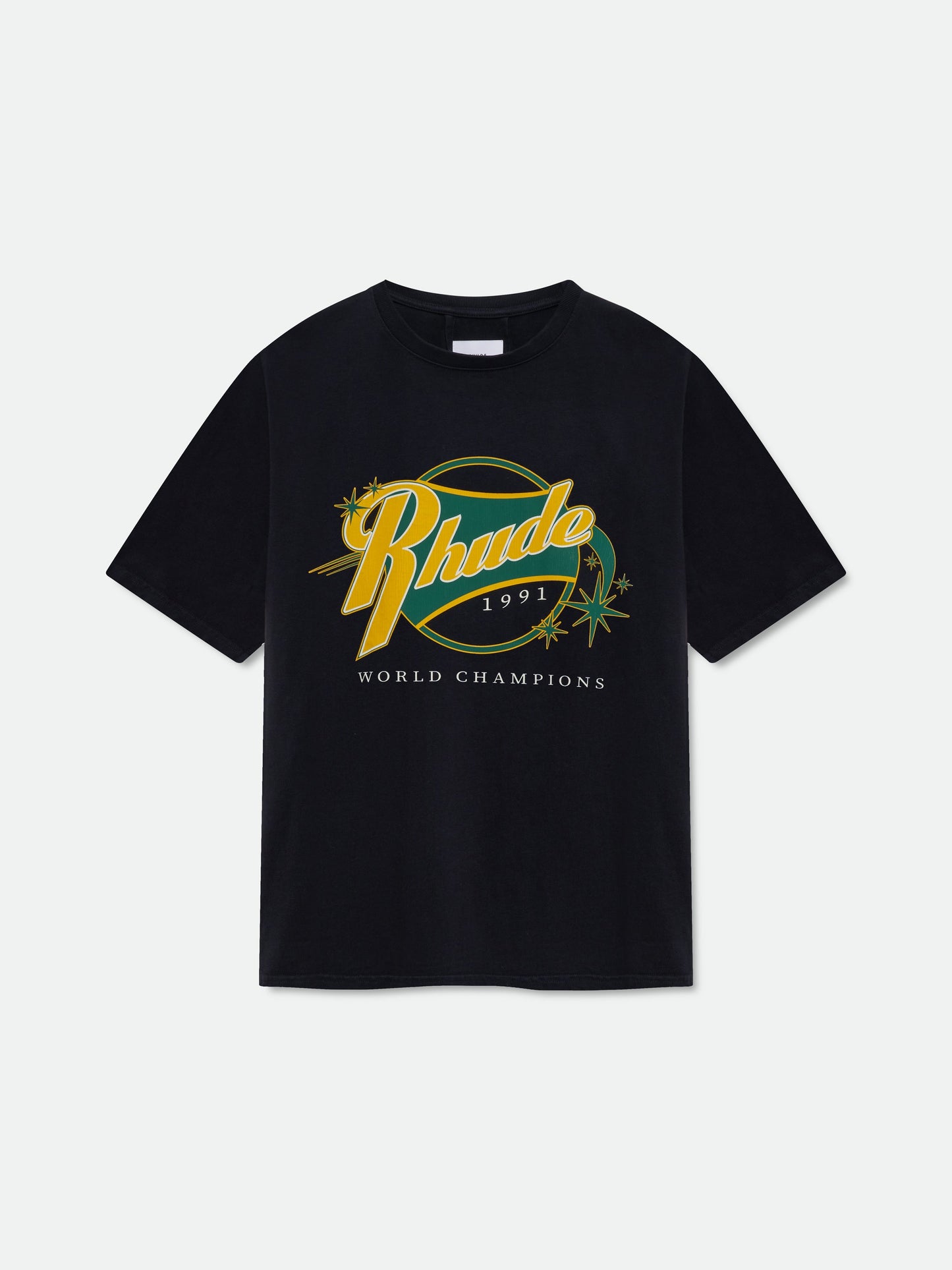 RHUDE FULL COUNT TEE - VINTAGE BLACK \/ YELLOW \/ GREEN