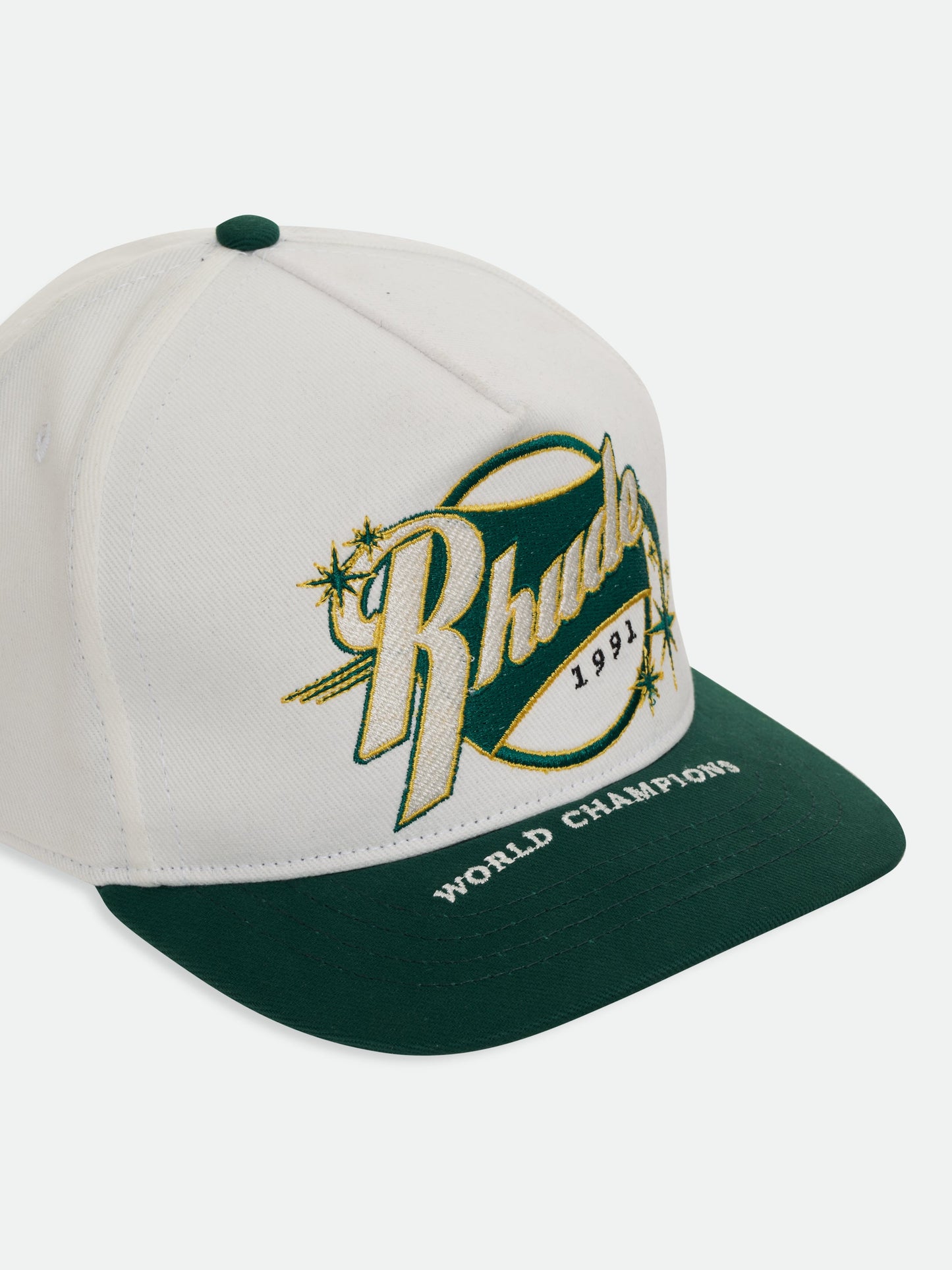 RHUDE FULL COUNT HAT - WHITE \/ GREEN \/ YELLOW