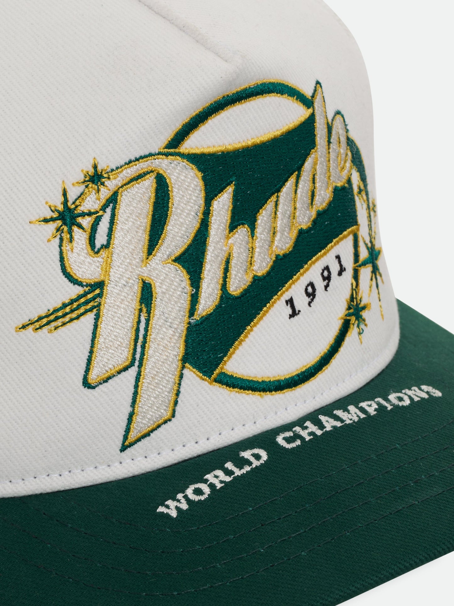 RHUDE FULL COUNT HAT - WHITE \/ GREEN \/ YELLOW