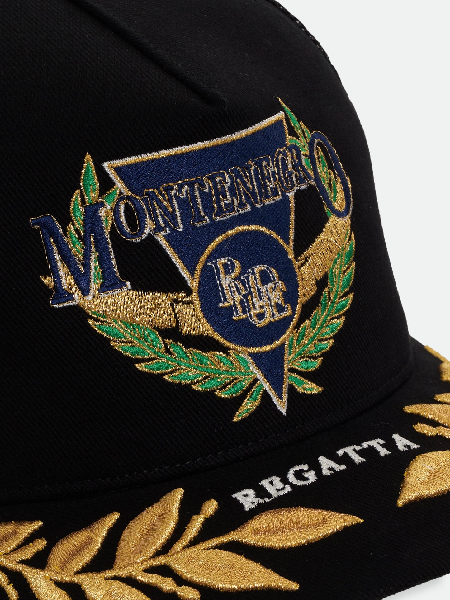 MONTENEGRO REGATTA TRUCKER HAT - BLACK \/ NAVY \/ GOLD