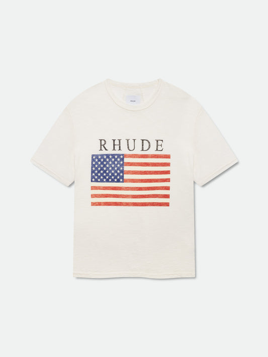 USA FLAG SLUB TEE - VTG WHITE