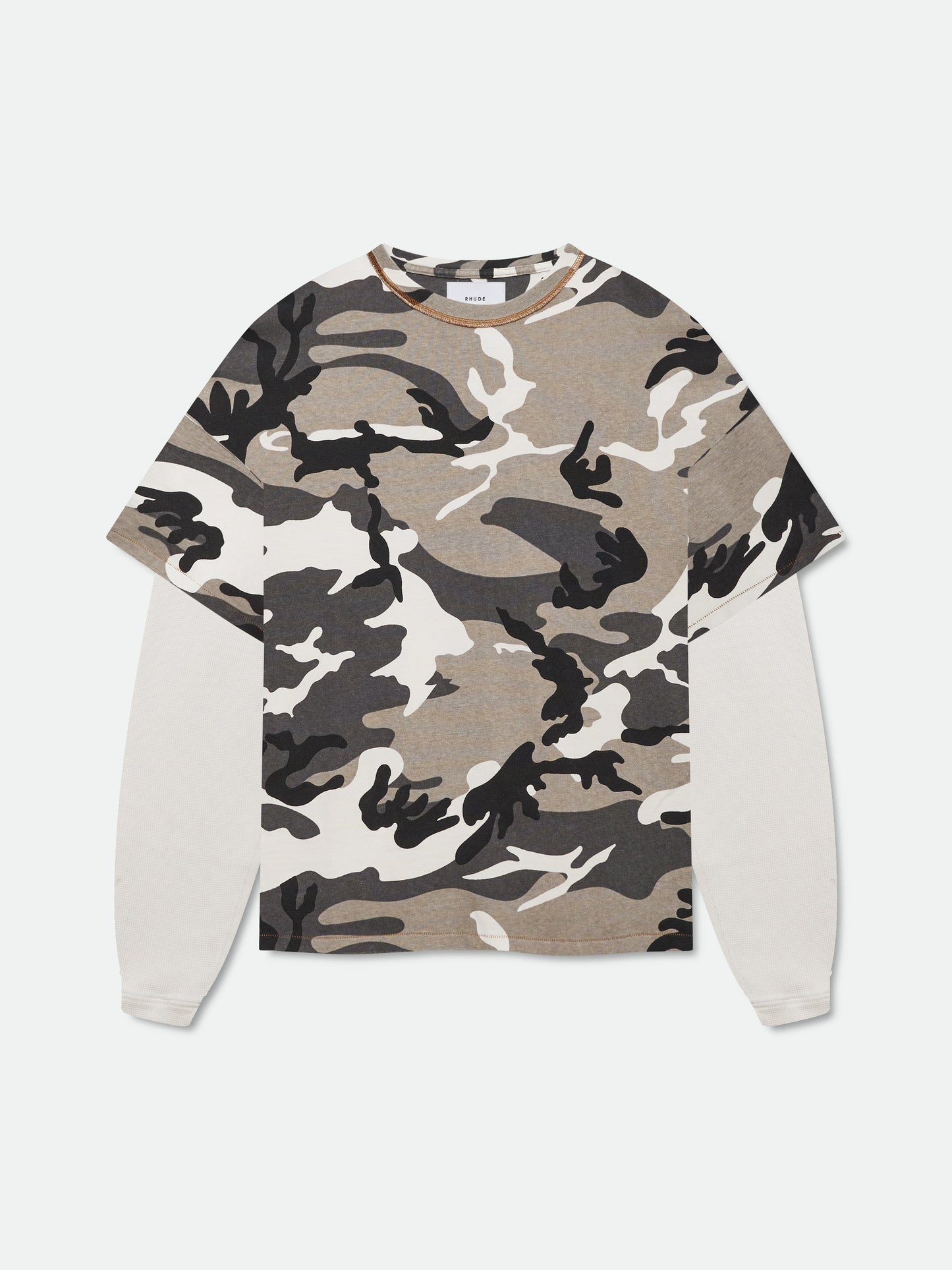 CAMO DOUBLE-LAYERED TEE - MULTI GREY