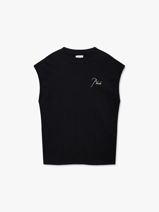 CLASSIQUE CUTOFF SLEEVE TEE - BLACK WHITE