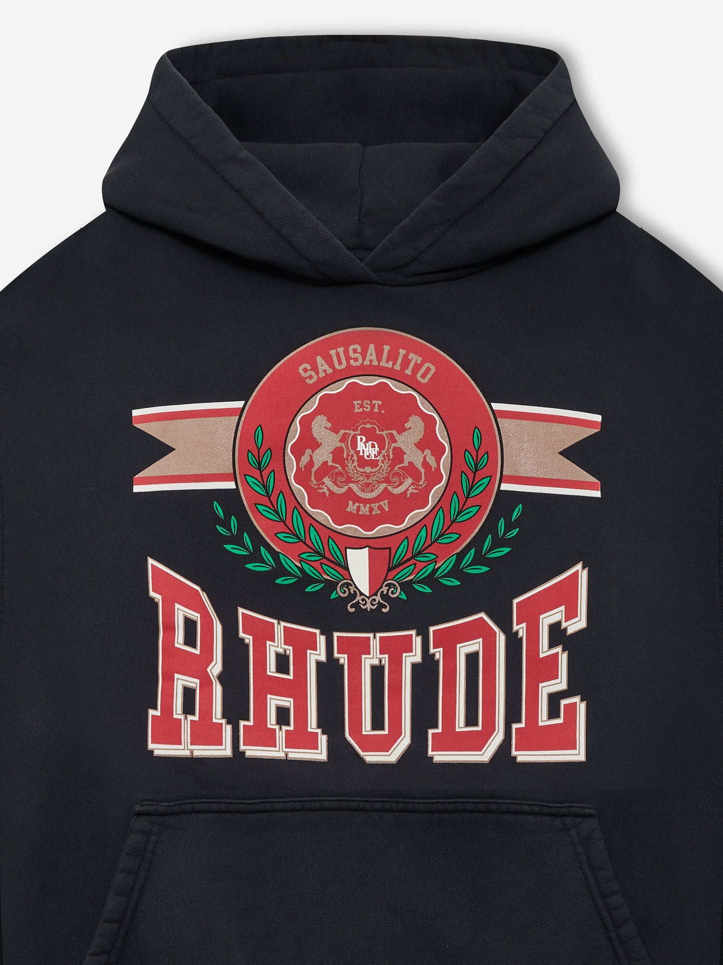 SAUSALITO CREST HOODIE - VINTAGE BLACK \/ RED \/ WHITE