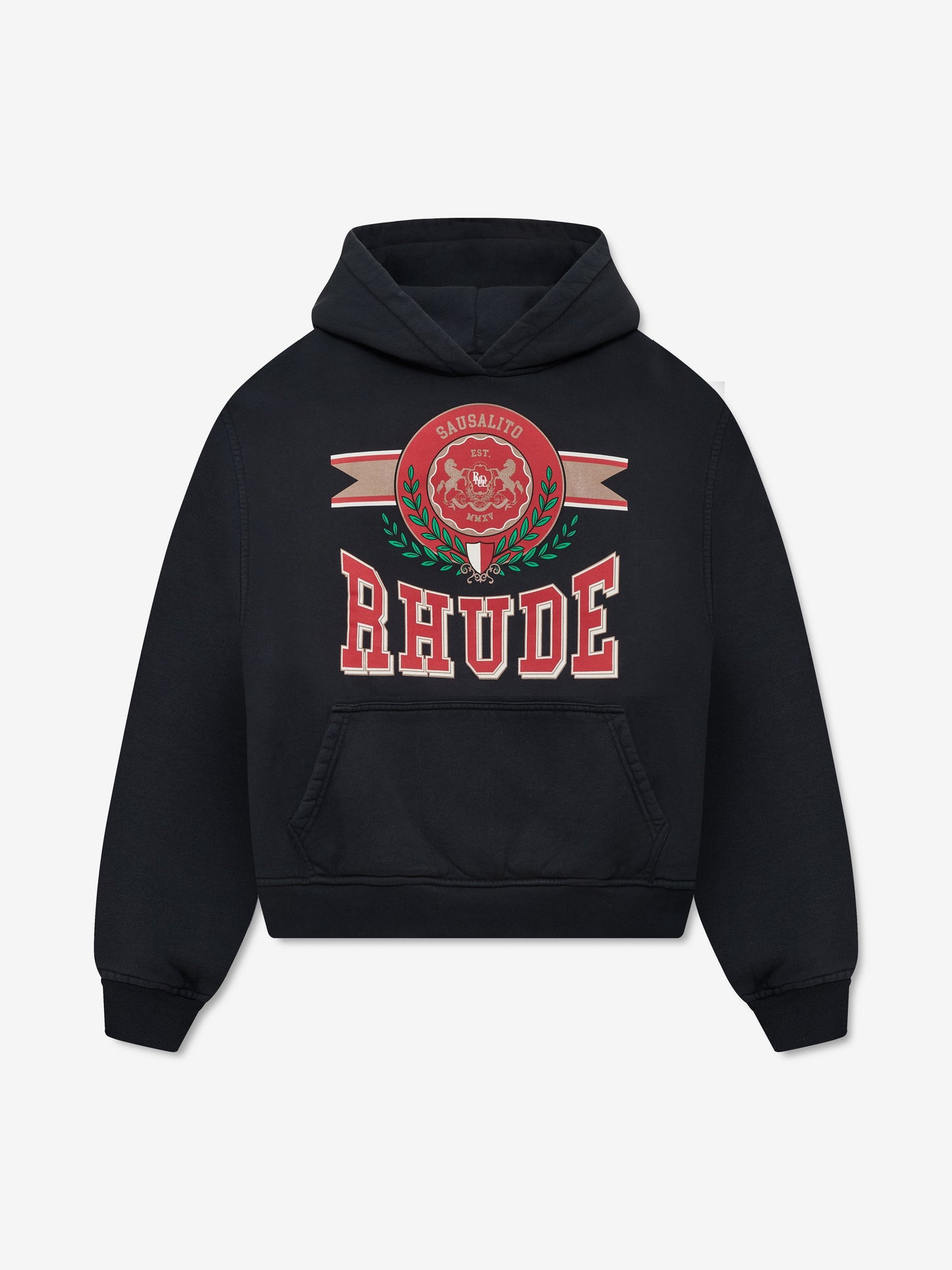 SAUSALITO CREST HOODIE - VINTAGE BLACK \/ RED \/ WHITE