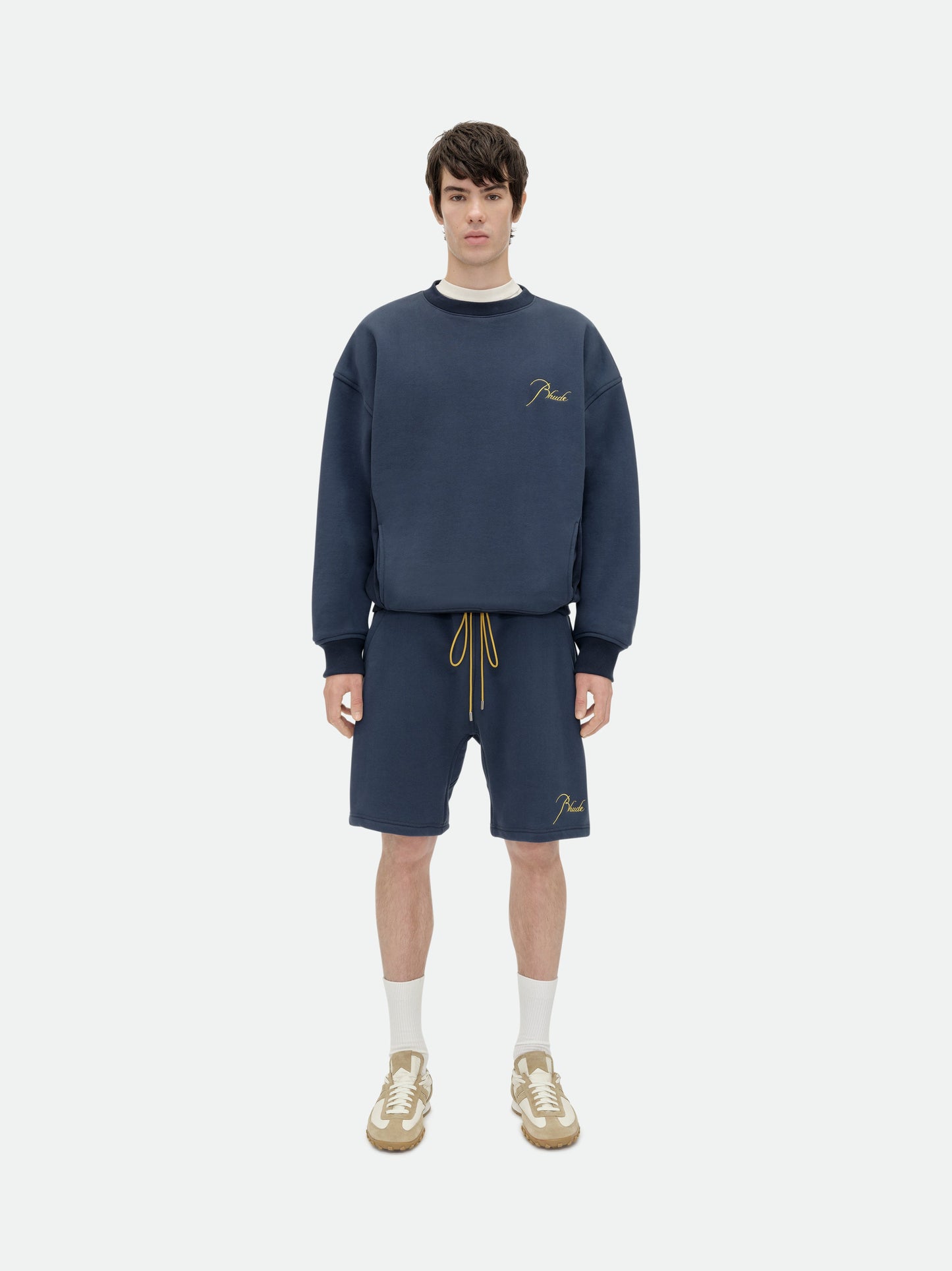 CLASSIQUE SWEAT SHORTS - NAVY\/YELLOW