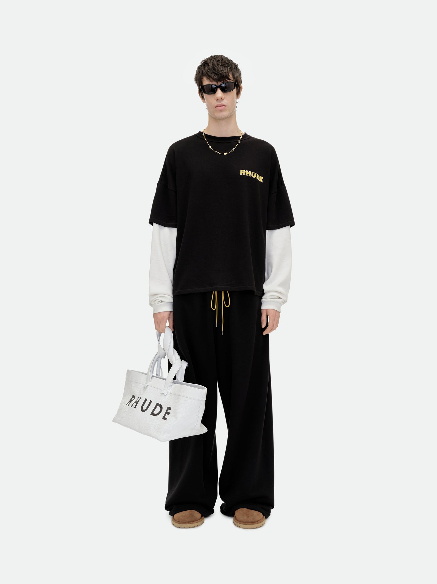 RHUDE STEEL DOUBLE-LAYERED TEE - VTG BLACK