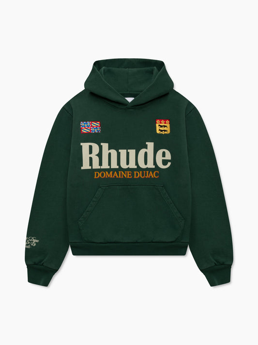 RHUDE x DOMAINE DUJAC HOODIE - GREEN \/ WHITE