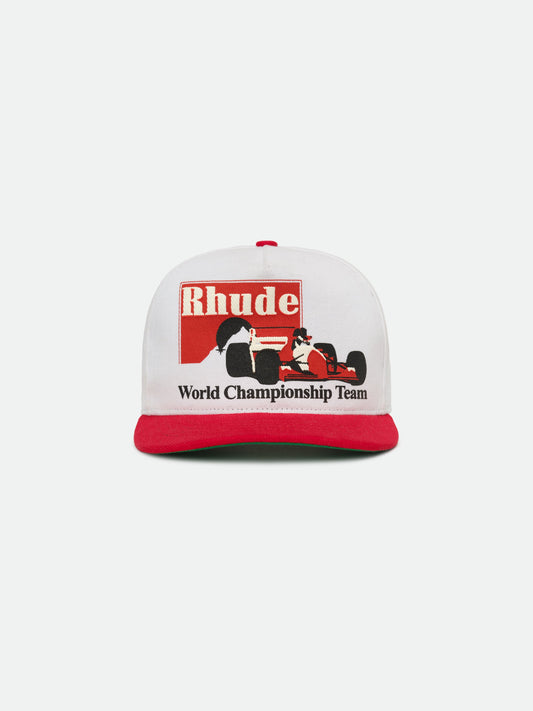 RHUDE TROPHY RACING HAT - WHITE\/RED