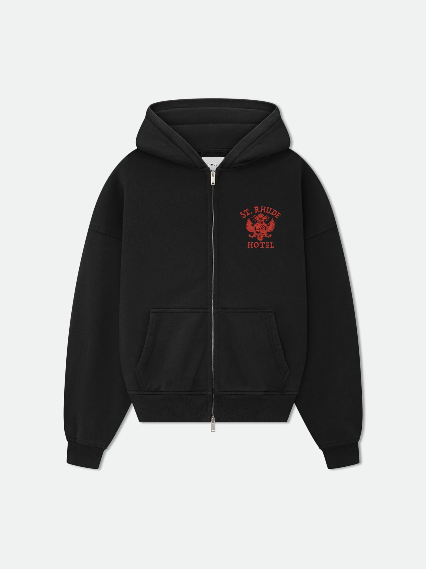 ST. RHUDE SEAL ZIP-UP HOODIE - VINTAGE BLACK\/RED