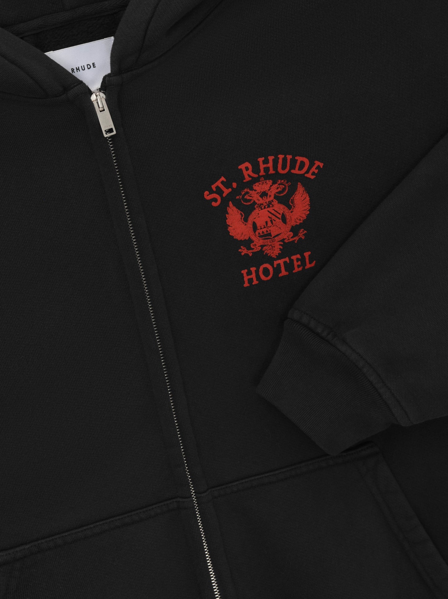 ST. RHUDE SEAL ZIP-UP HOODIE - VINTAGE BLACK\/RED