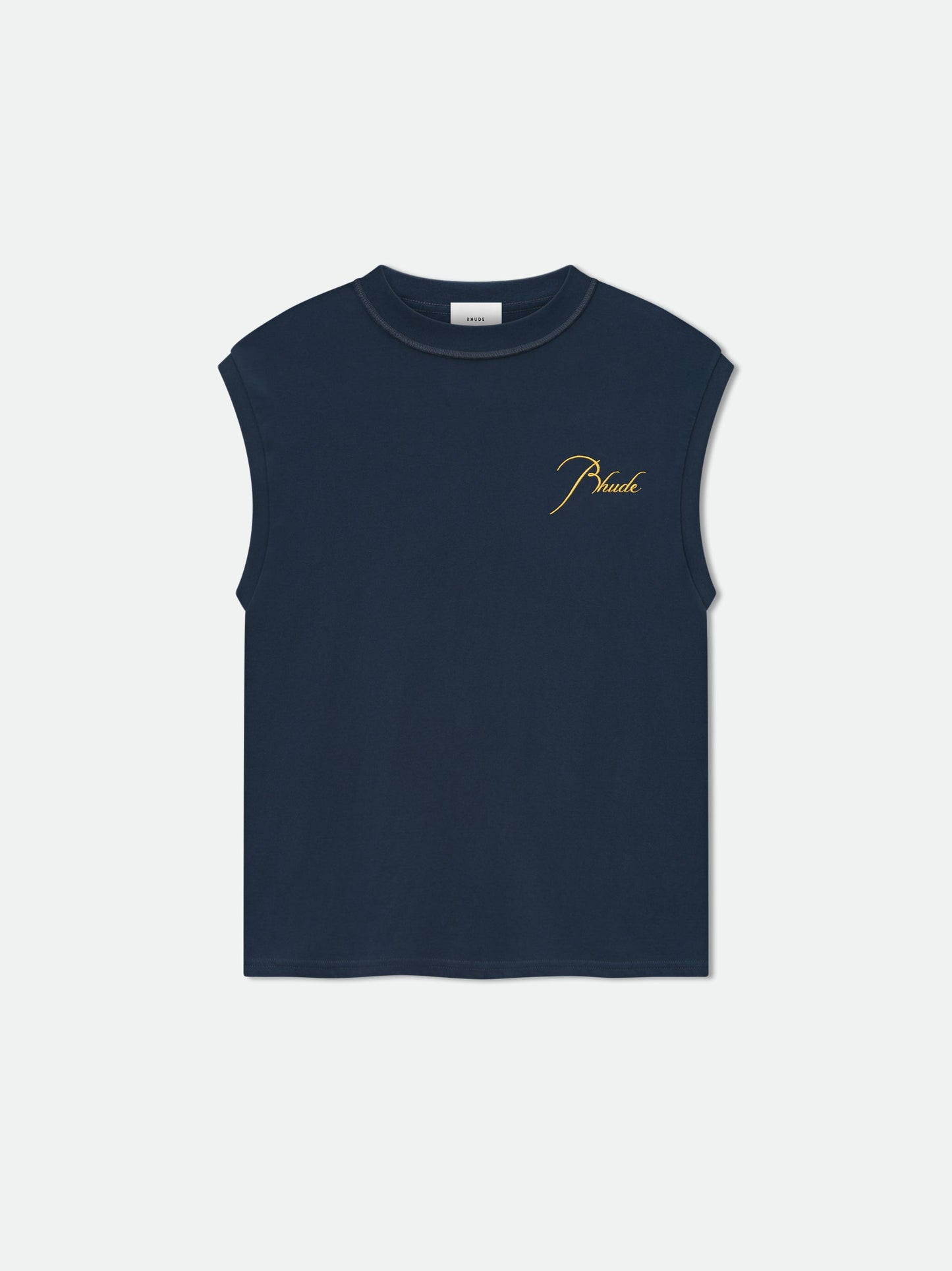 CLASSIQUE CUTOFF SLEEVE TEE - NAVY\/YELLOW