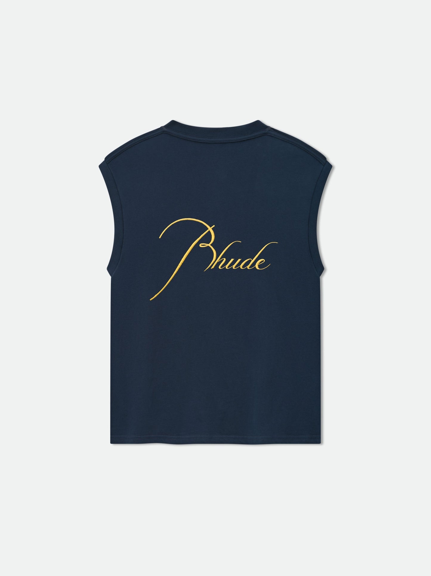 CLASSIQUE CUTOFF SLEEVE TEE - NAVY\/YELLOW