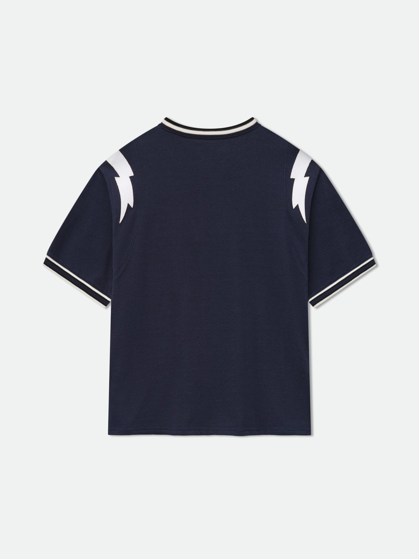 RHUDE LIGHTNING RINGER JERSEY TEE - NAVY\/WHITE