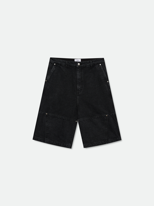WASHED CANVAS REZA SHORT - BLACK